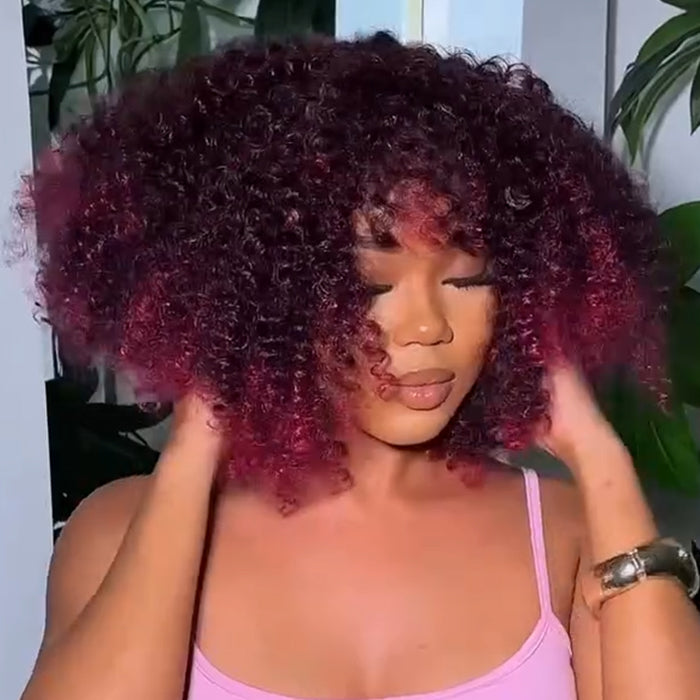 Ombre Burgundy Color Loose Wave Human Hair Feather Crochet Boho Hair for Braiding - Rafarada