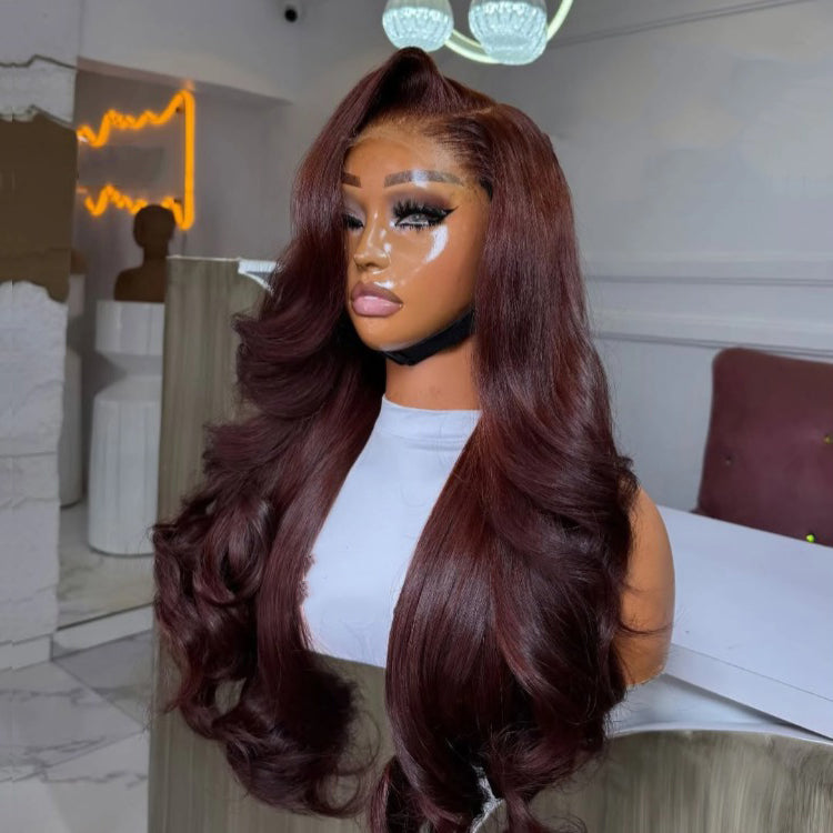 Pre-cut Lace Wig Body Wave Hair 99J Burgundy Color Wear Go Glueless Wig - Rafarada