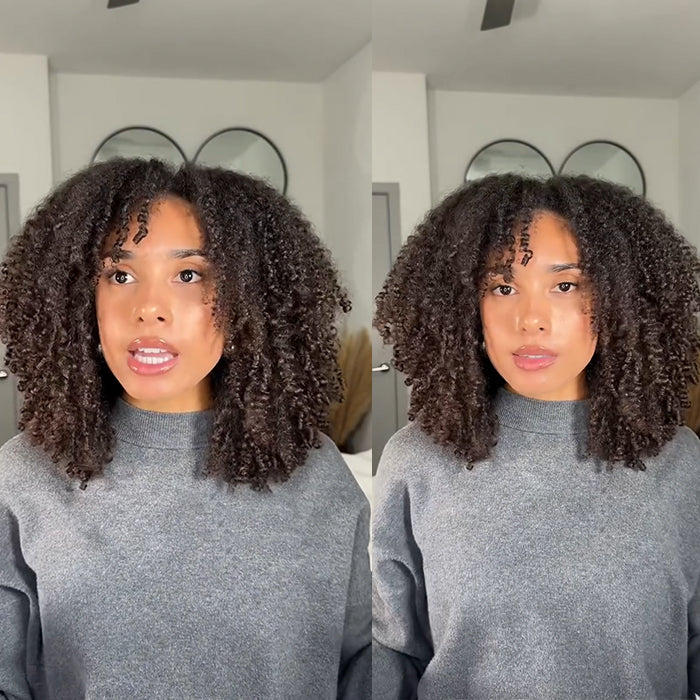 Afro Curly Human Hair Wig Glueless Lace Front Wig Ombre With Dark Brown Color Pre Plucked Natural Hairline For Woman - Rafarada