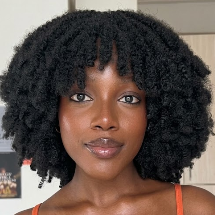 Natural Black Afro Kinky Coily HD Transparent Lace Frontal Wig with Bangs - High Volume 100% Human Hair Wig for Women - Rafarada