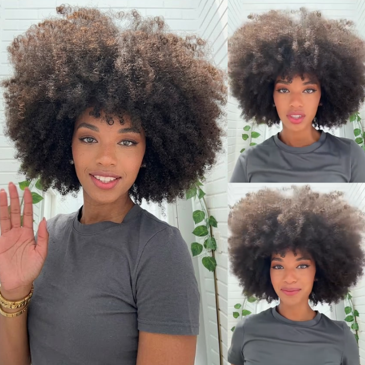 Afro Kinky Coily Human Hair Wig - Glueless Natural Black Voluminous Hair- Rafarada