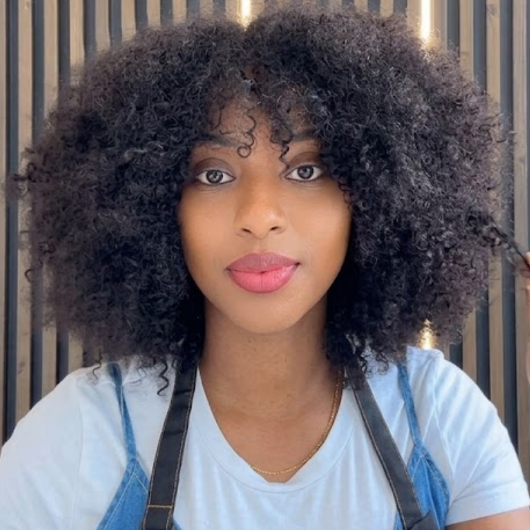 Afro Kinky Curly Glueless Wig with Bangs - Natural Black High Volume 100% Human Hair Wig for Women- Rafarada