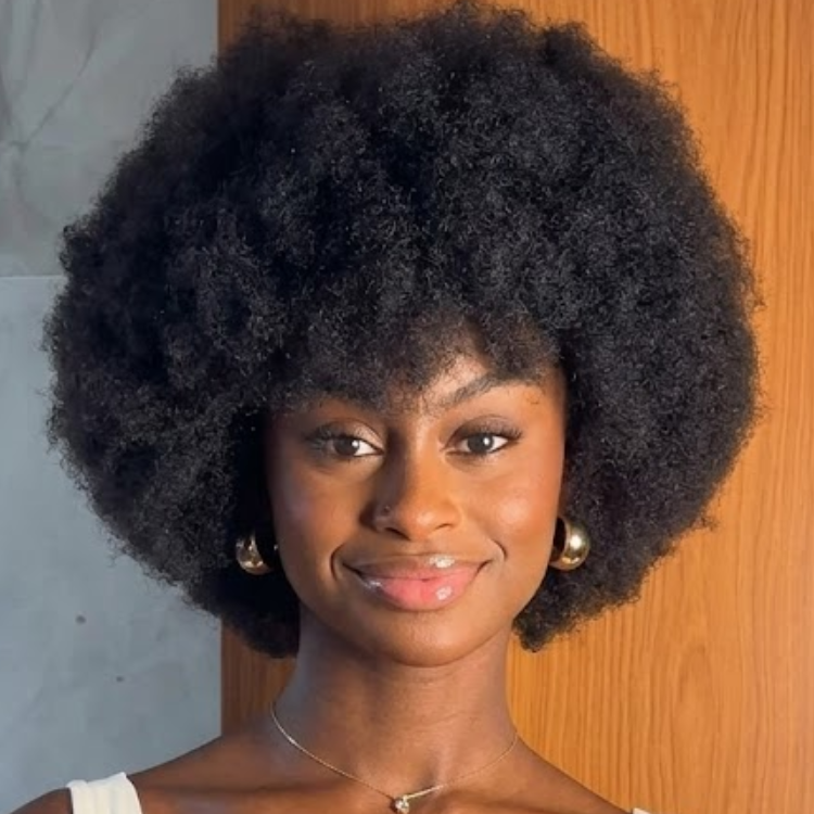 Natural Black Small Voluminous Afro Kinky Curly Human Hair Wig - Rafarada