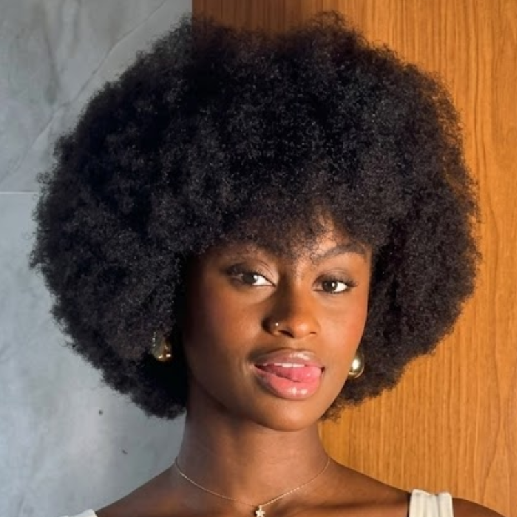 Natural Black Small Voluminous Afro Kinky Curly Human Hair Wig - Rafarada