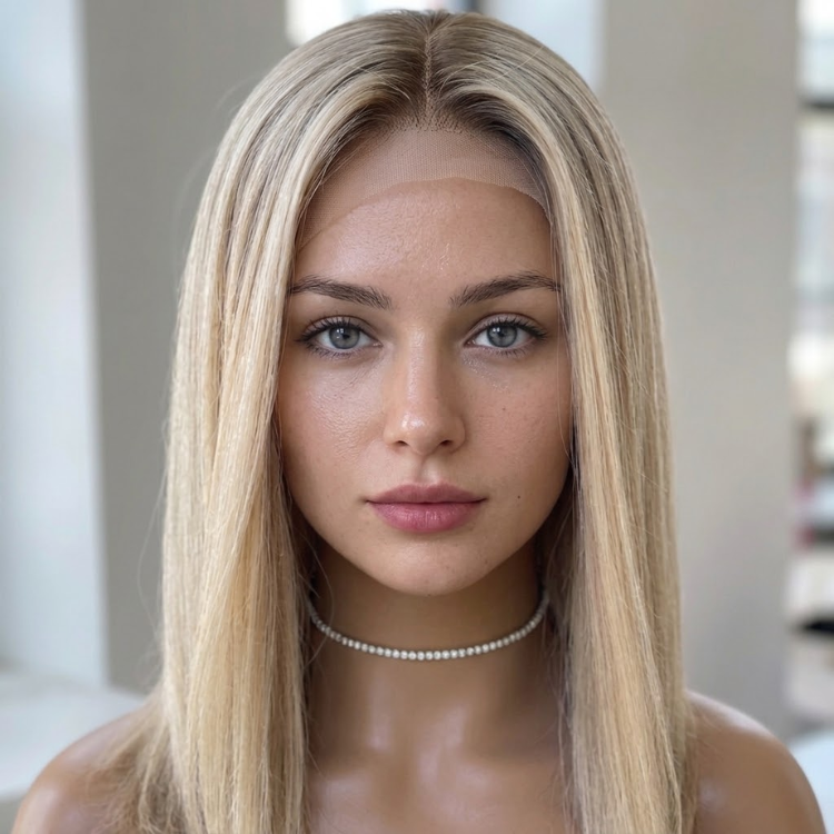 Ash Blonde Sleek Straight HD Lace Front Lob Wig 100% Glueless Human Hair Wig- Rafarada