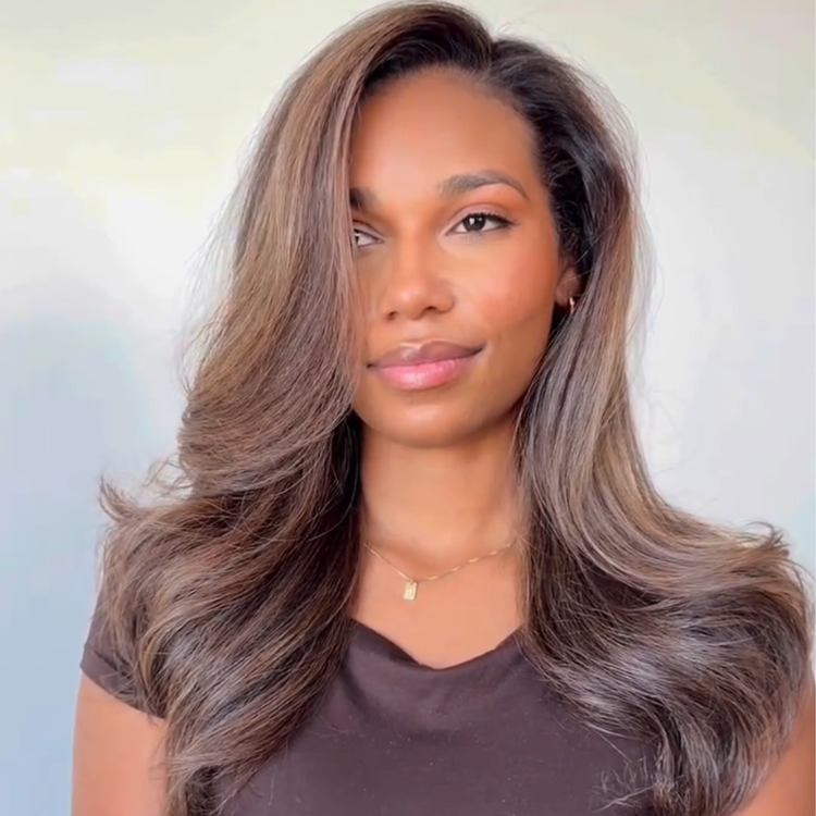 Glueless Ash Brown and Light Brown Soft Loose Wave Lace Front Wig High Density HD Transparent Lace Human Hair Wig- Rafarada