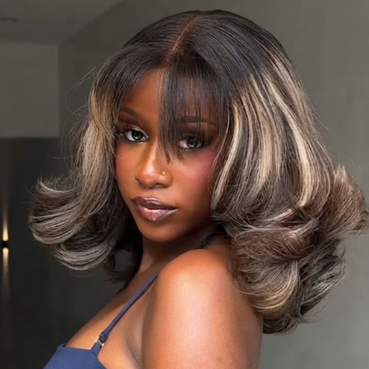 Ash Brown and Silver Blonde Mix Voluminous Layered Wig - Bouncy Curls- Rafarada