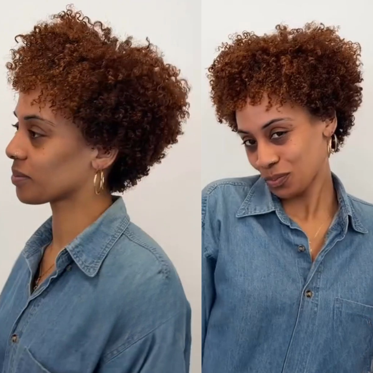 Auburn Brown Short Afro Kinky Curly Pixie Cut Wig – High Elasticity Honey Brown Afro Curly Wig for Black Women- Rafarada