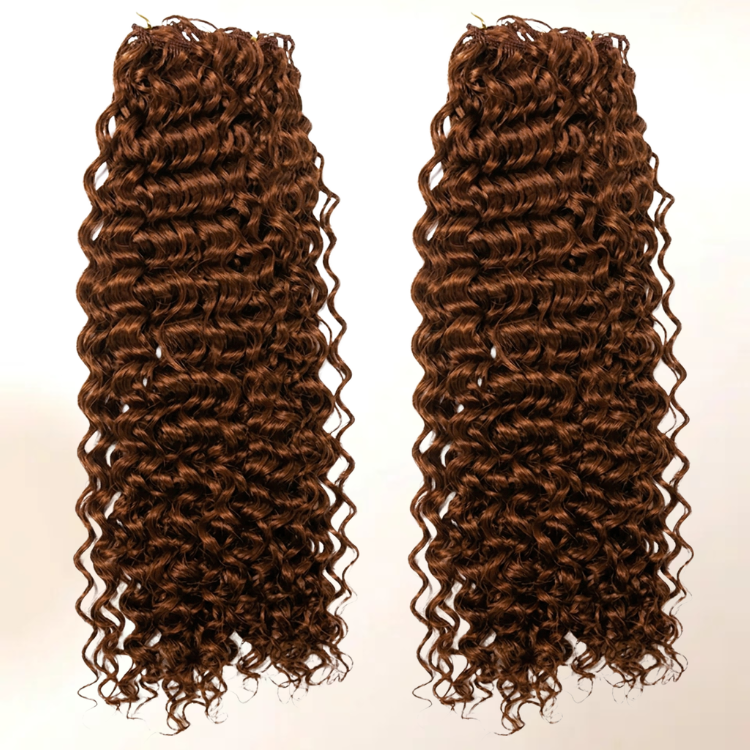 Auburn Brown Feather Deep Wave Crochet Hair Human Hair For Braiding Curly Extensions- Rafarada