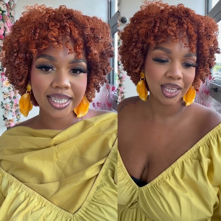 Auburn Ginger Brown Afro Kinky Curly Bob Wig with Bangs 100% Human Hair Short Glueless Tight Ringlet Curl Wig for Women- Rafarada