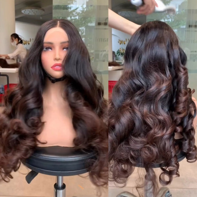 Auburn Highlight Wig Big Spiral Curls Bounce Loose Wave Human Hair - Rafarada