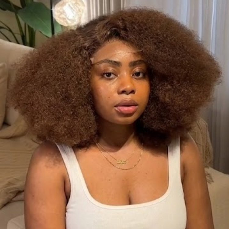 Big Bouncy Afro Curly Human Hair Lace Wig Medium Brown 4C Texture Glueless Lace Wig for Women- Rafarada