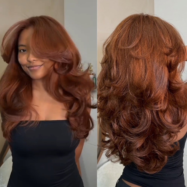 Vibrant Copper Red Layered Body Wave Human Hair Wig - Glueless Long Wavy Ginger Red Glueless Wig for Women- Rafarada