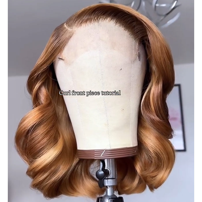 Glueless Honey Copper Brown Layered Body Wave Wig 90s Bouncy Blowout Lace Front Wig - Rafarada
