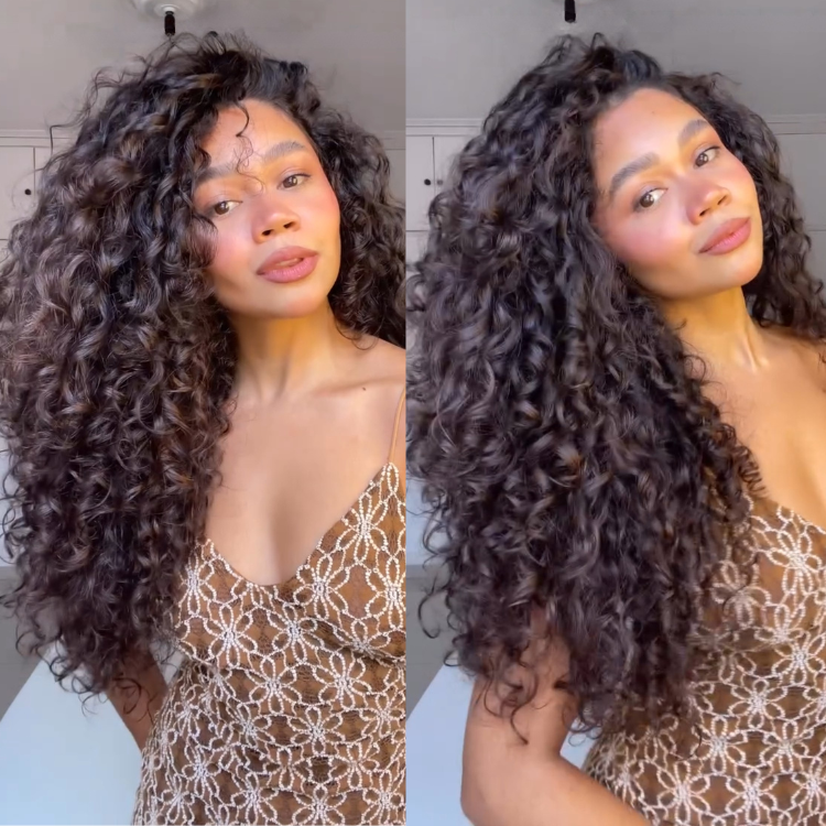 13x4 Lace Front Wig Bouncy Curls Human Hair Wigs for Women Natural Black Color Glueless Pre Plucked Hairline Wig - Rafarada