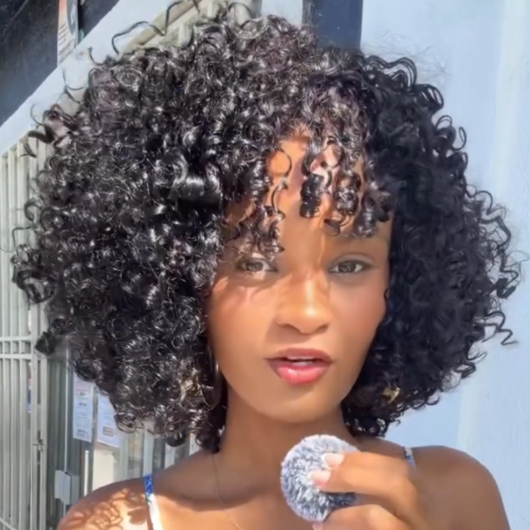 Super Defined Bouncy Kinky Coily Human Hair Wig with Bangs Glueless 100% Remy Human Hair Wig Natural Black Afro Textured High Density Wig- Rafarada