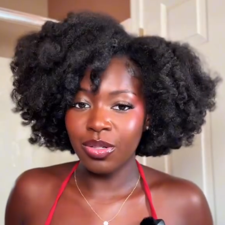 Glueless Voluminous Afro Kinky Curly Human Hair Wig - Bouncy Short Bob Natural Black - Rafarada