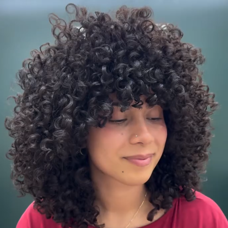 Super Defined Bouncy Spiral Corkscrew Curls Human Hair Wig with Bangs Glueless 100% Remy Human Hair Wig Natural Soft Black High Volume Shag Curly Wig- Rafarada