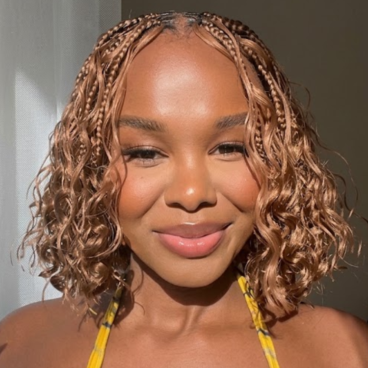 Honey Blonde Boho Braided Bob Wig - Hand-Knotted Short Curly Braided Lace Front Wig  - Rafarada