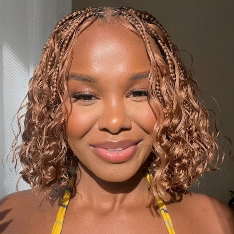 Honey Blonde Boho Braided Bob Wig - Hand-Knotted Short Curly Braided Lace Front Wig  - Rafarada