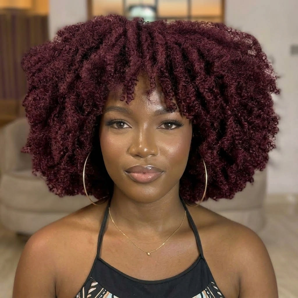 Kinky Curly HD Transparent Lace Frontal Human Hair Wig - Natural Black High Volume 100% Human Hair Wig for Women- Rafarada