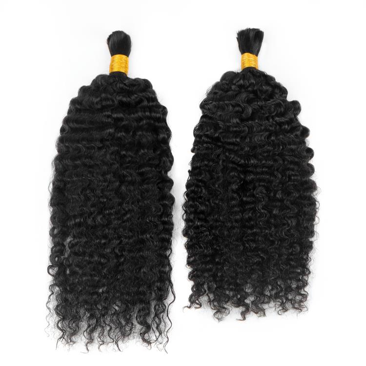 Burmese Curly Bulk Human Hair Natural Color No Weft Boho Hair For Braiding- Rafarada