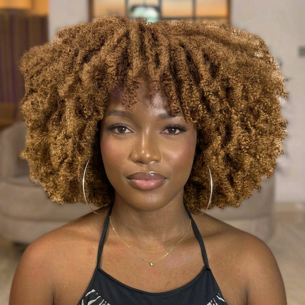 Kinky Curly HD Transparent Lace Frontal Human Hair Wig - Natural Black High Volume 100% Human Hair Wig for Women- Rafarada