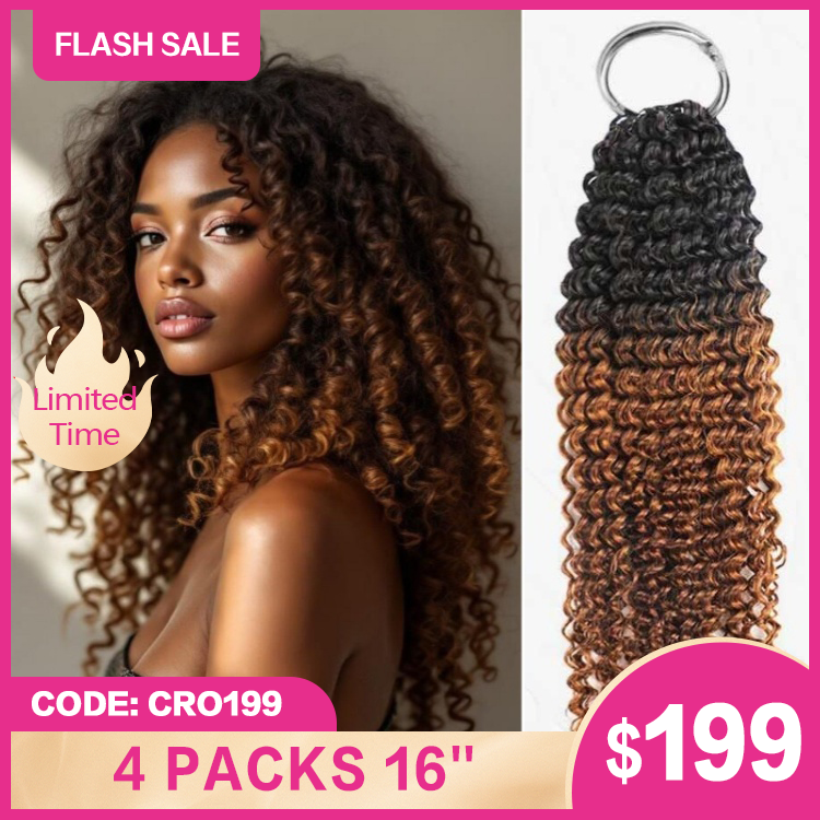 1B/30 Ombre Color Curly Crochet Hair 100% Human Crochet Braids Extensions - Rafarada