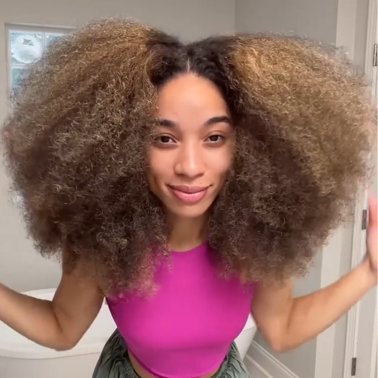 Caramel Blonde Ombre Afro Kinky Curly Human Hair Wig with Voluminous Textured Coils- Rafarada