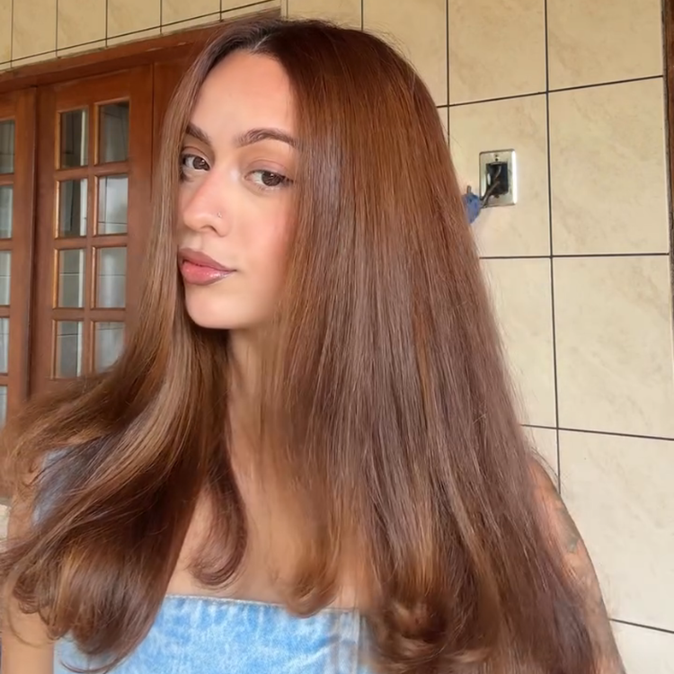 Caramel Brown Body Wave Straight Wig - Silky Blowout Look Human Hair Lace Wig- Rafarada