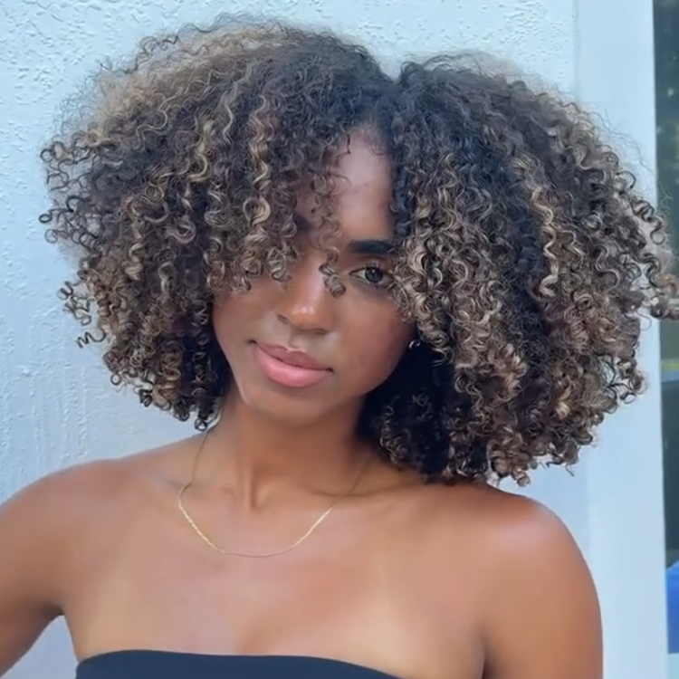 Natural Looking Kinky Coily Wig Seductive Caramel Gold Highlight Glueless Lace Frontal Human Hair- Rafarada