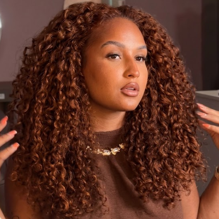 Luxury Caramel Chestnut Auburn French Retro Wool Curly Lace Wig High Density Fluffy Spiral Wave Human Hair Wigs for Women- Rafarada