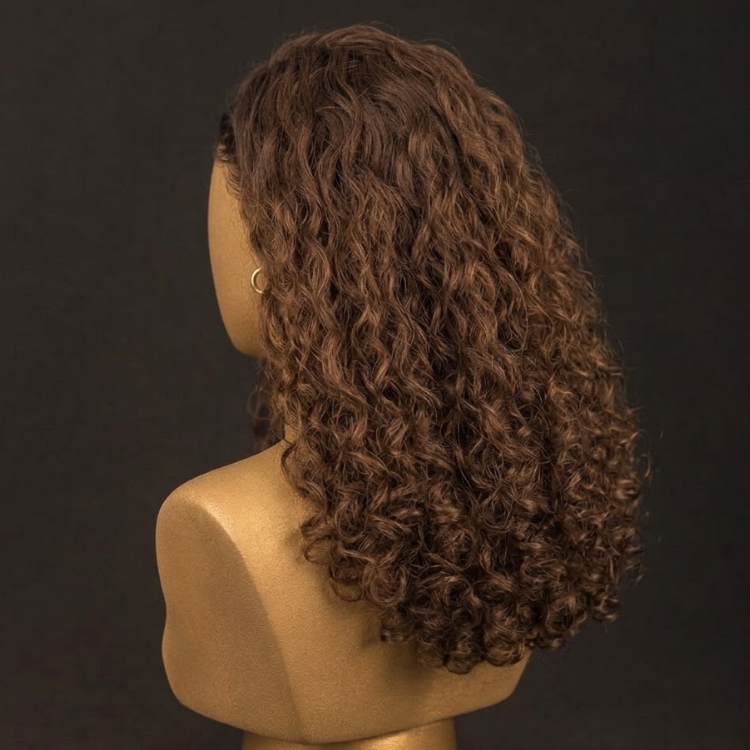 Glueless Chestnut Mocha Brown Defined 3C 4A Spiral Ringlets Lace Front Wig - High Density HD Transparent Lace Human Hair Wig- Rafarada