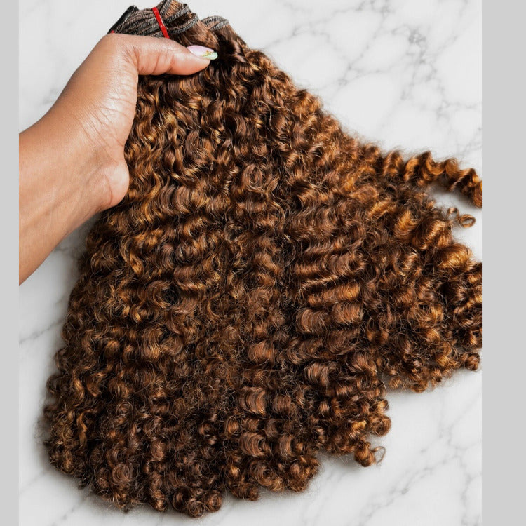 Deep Curly Wave Bundles Human Hair Chestnut Brown Color Human Hair Quick Wave Bundles Human Hair Extensions- Rafarada