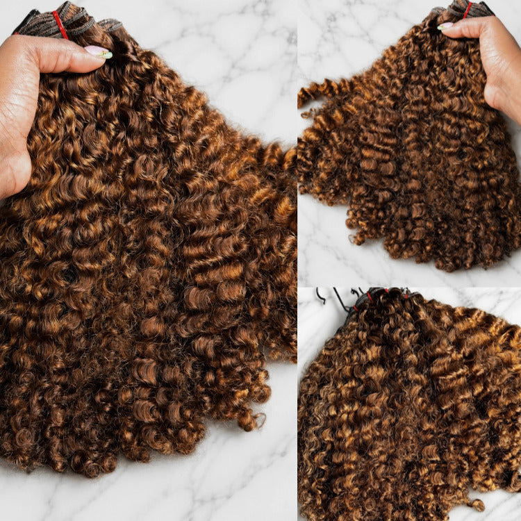 Deep Curly Wave Bundles Human Hair Chestnut Brown Color Human Hair Quick Wave Bundles Human Hair Extensions- Rafarada