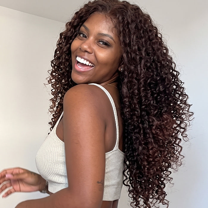 Chocolate Brown Jerry Curly Lace Front Wig Dark Brown Curly Human Hair Wigs for Black Women - Rafarada