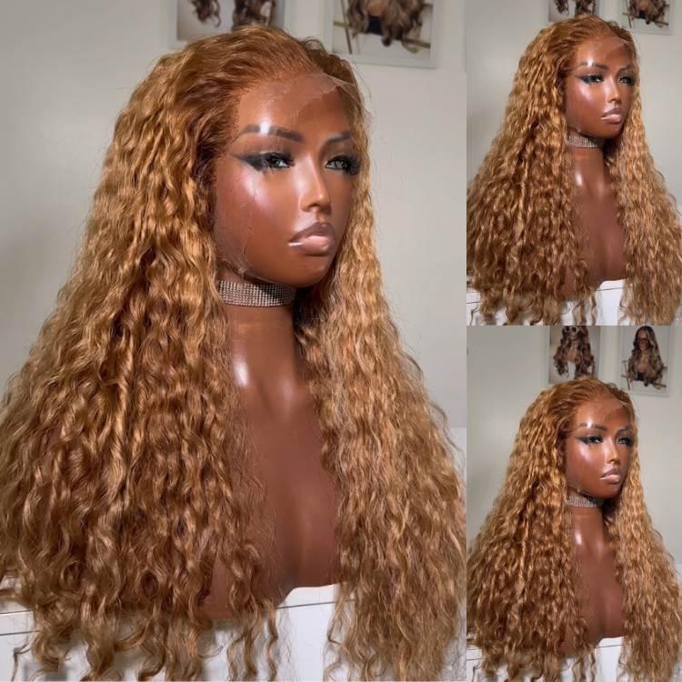 Glueless Chocolate Copper Blonde Voluminous Spiral Curly Lace Front Wig High Density Bouncy Coiled Human Hair Wig- Rafarada
