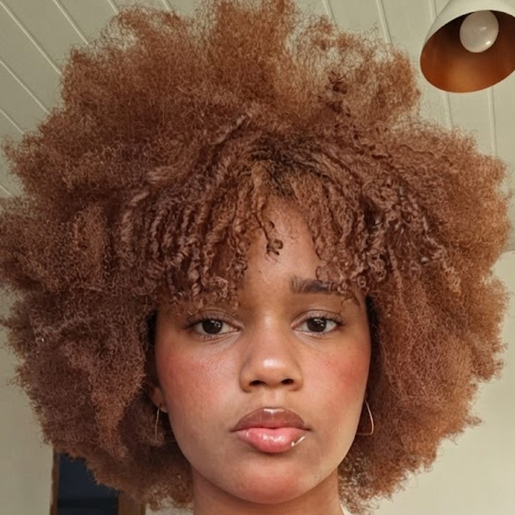 Voluminous Auburn Afro Kinky Curly Wig With Bangs - Cinnamon Brown Human Hair Wig- Rafarada