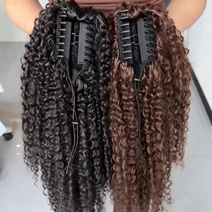 3-Second Wear Kinky Curly Claw Clip Hair Extension Voluminous Long Jerry Curly Ponytail - Rafarada