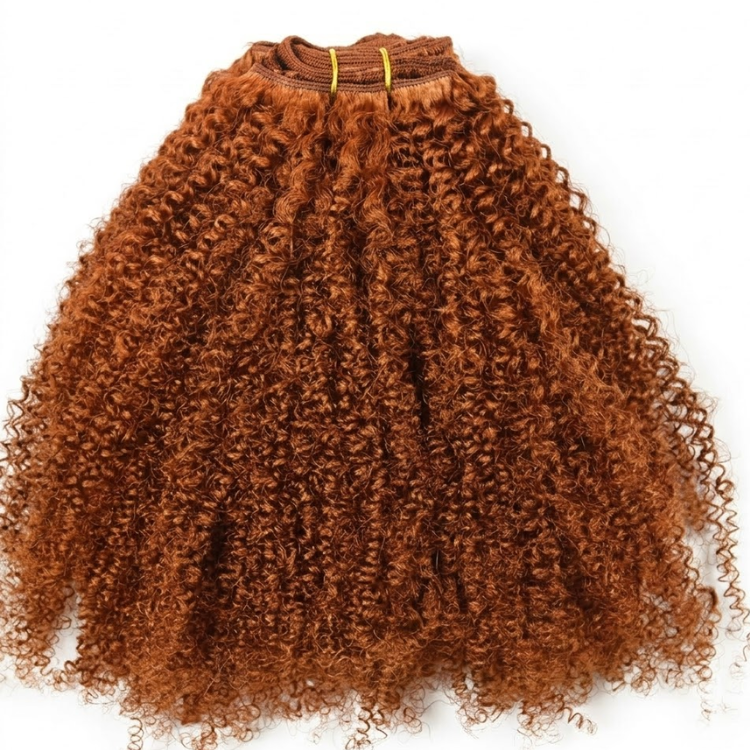 Copper Brown Afro Kinky Curly Human Hair Bundles Auburn Ginger Kinky Curly Weave Bundles Deals Human Hair Extensions- Rafarada