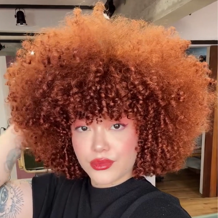 Vibrant Copper Ginger Red Glueless Kinky Coily Afro Curl Human Hair Lace Front Wig Big Voluminous Afro Textured Wig For Women- Rafarada