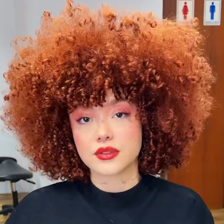 Vibrant Copper Ginger Red Glueless Kinky Coily Afro Curl Human Hair Lace Front Wig Big Voluminous Afro Textured Wig For Women- Rafarada