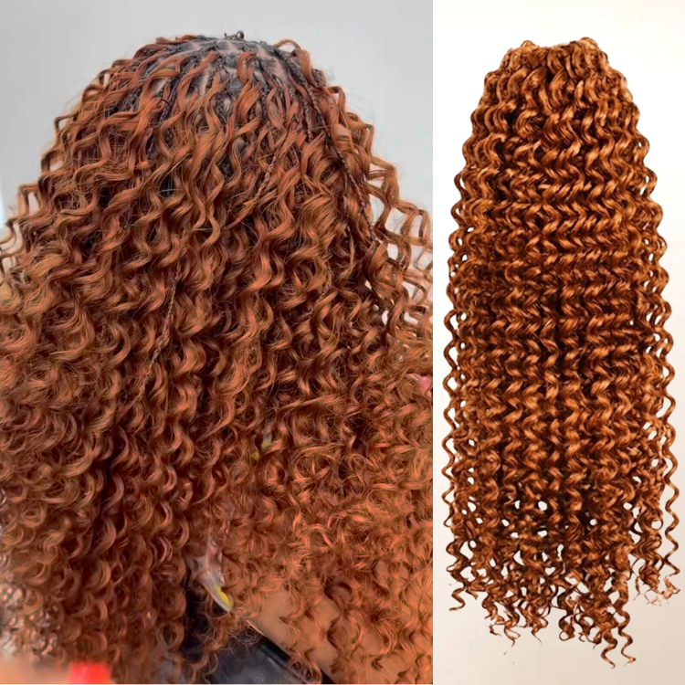 Copper Red Kinky Curly Crochet Braid Hair - Deep Wave Twist Bulk Human Hair Braiding Extensions for Women- Rafarada