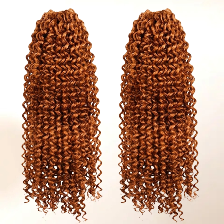 Copper Red Kinky Curly Crochet Braid Hair - Deep Wave Twist Bulk Human Hair Braiding Extensions for Women- Rafarada