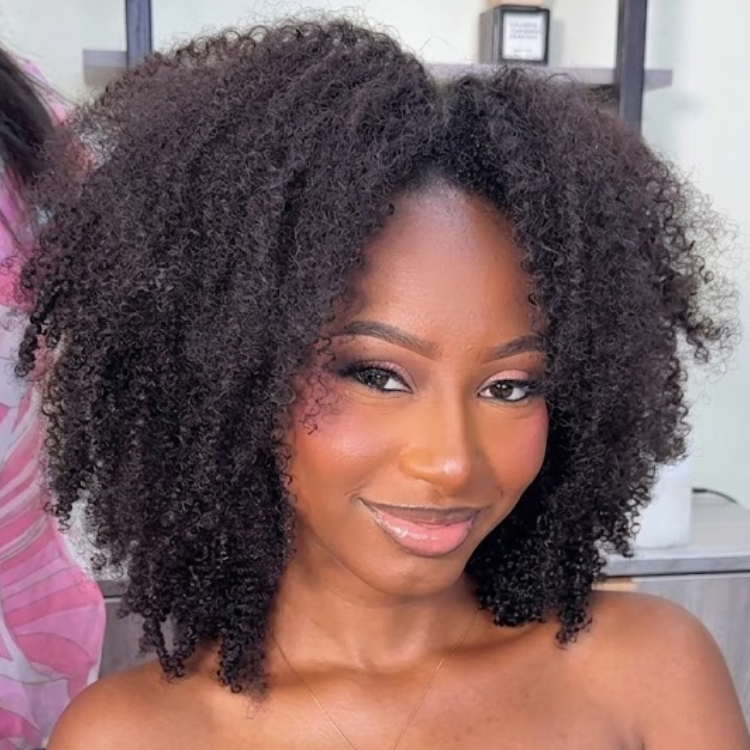Afro Kinky Curly 3-In-1 Half Wig High Density Glueless Mid-Length Natural Looking Drawstring Wig - Rafarada