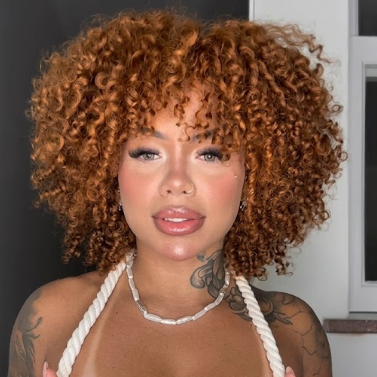 Trendy Ginger Brown Tight Coily Wig - Voluminous Afro Curly human hair with Defined Ringlets, Fashionable Short Curly Wig- Rafarada