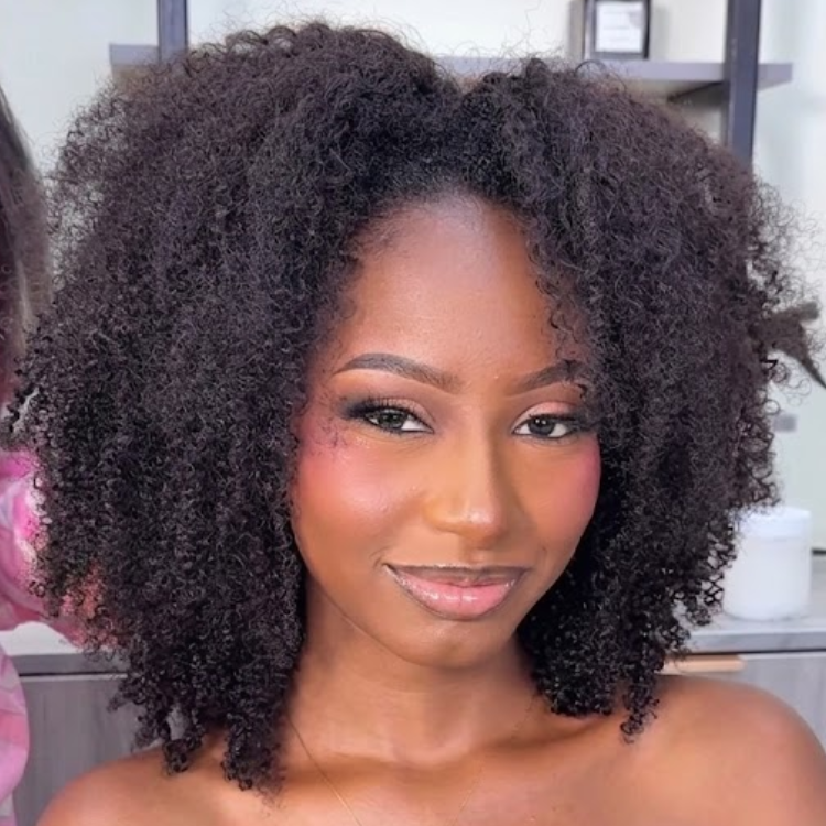 Afro Kinky Curly 3-In-1 Half Wig High Density Glueless Mid-Length Natural Looking Drawstring Wig - Rafarada