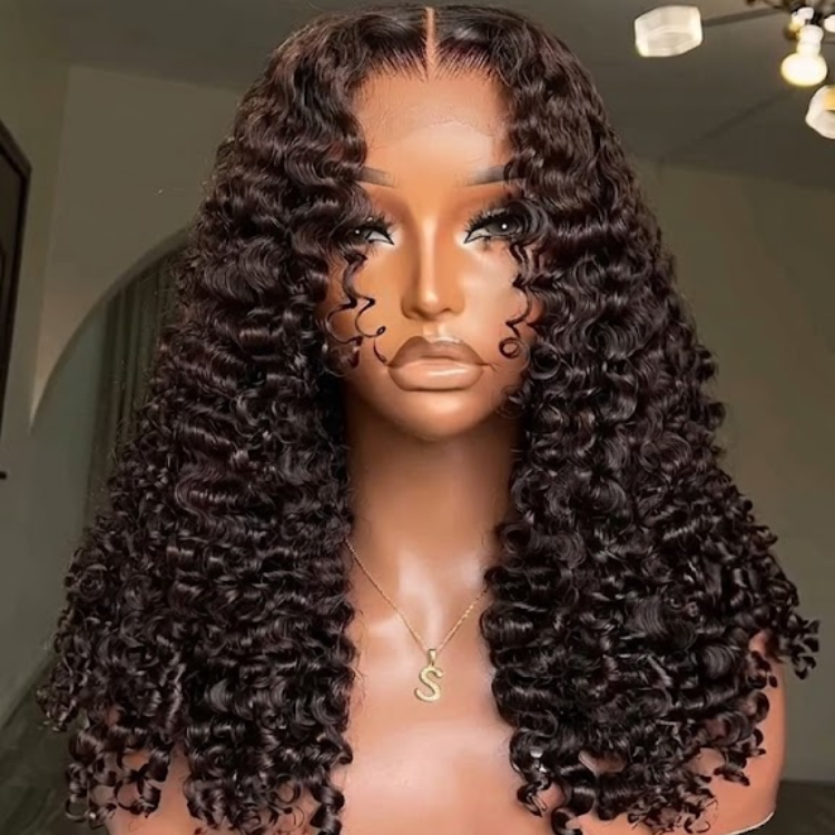 Dark Brown Deep Wave Curl Wig - Lustrous Curly Glueless Human Hair Lace Wig- Rafarada