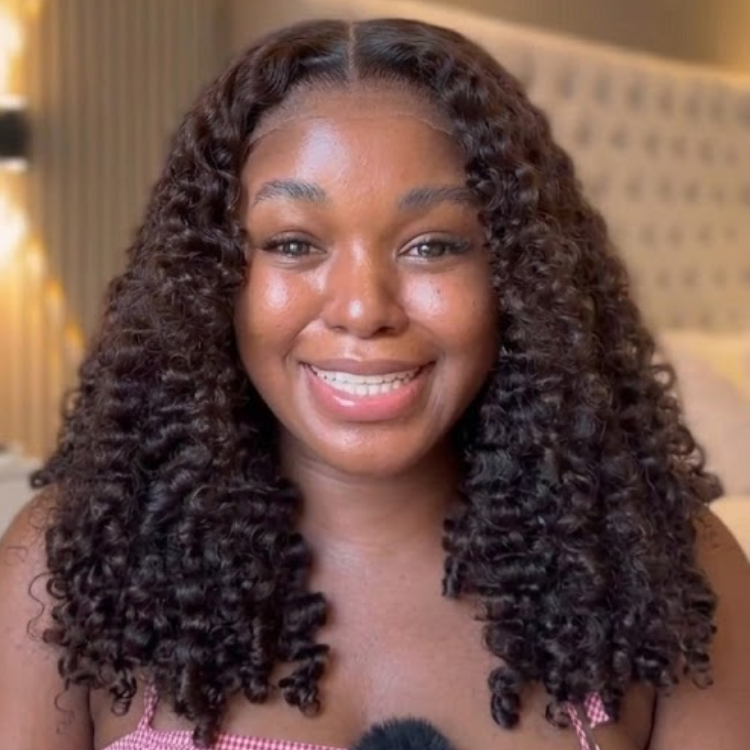 Dark Brown Deep Wave Curl Wig - Lustrous Curly Glueless Human Hair Lace Wig- Rafarada