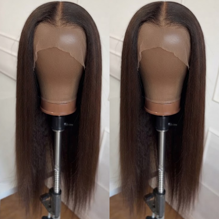 Dark Chocolate Brown Ultra Silky Straight Human Hair Wig - HD Lace Front Wig- Rafarada